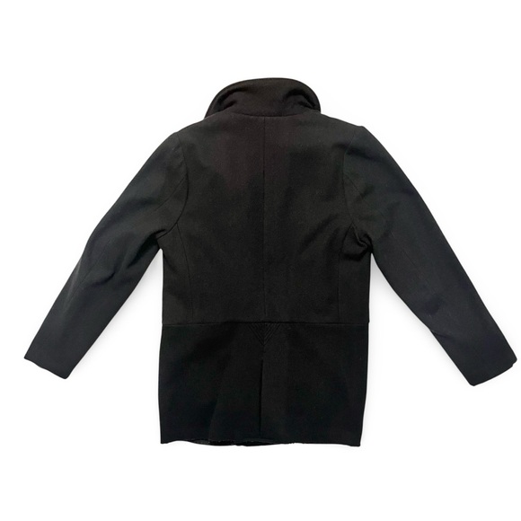 NICE Collective Black Wool Double Breasted Military Peacoat Leather medium - Picture 4 of 12